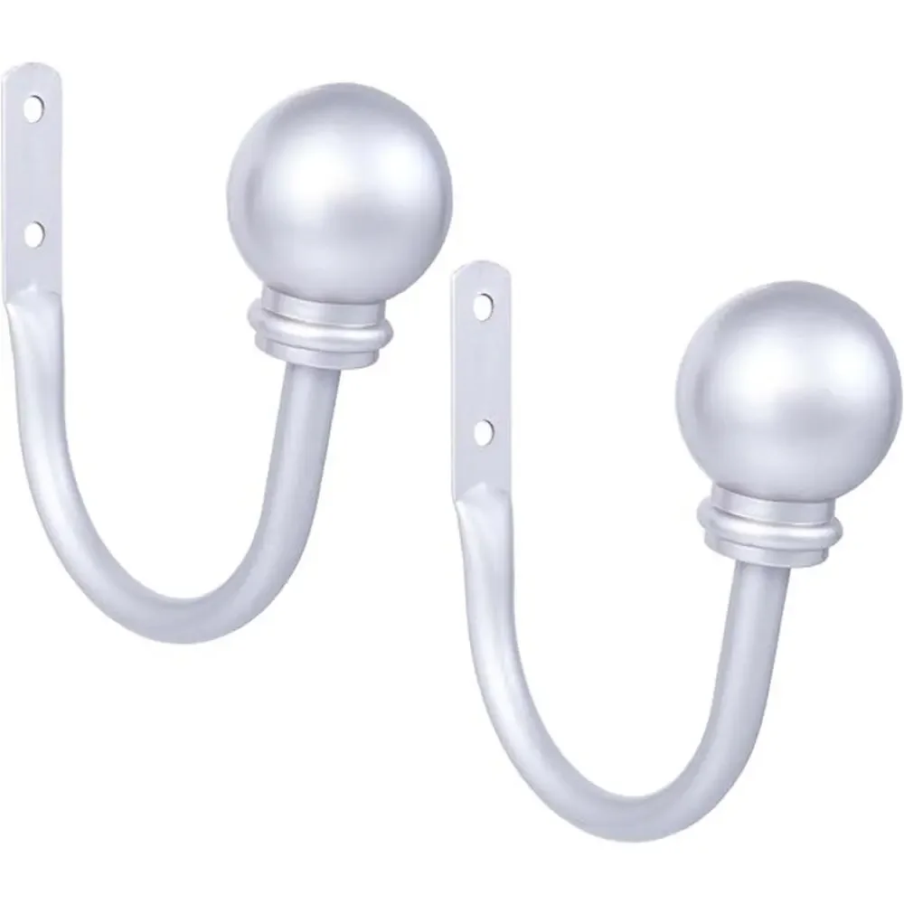 Kenney Chelsea Ball End Decorative Curtain Holdback Set Satin Nickel 2 Piece